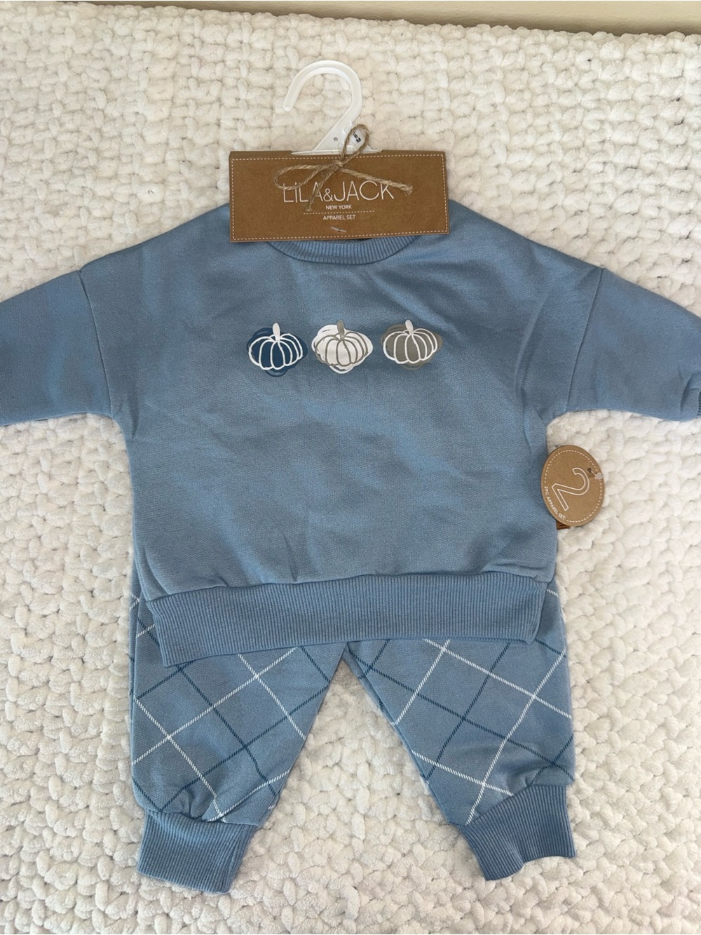 L'il & Jack Blue Pumpkin Knit Kids Matching Set